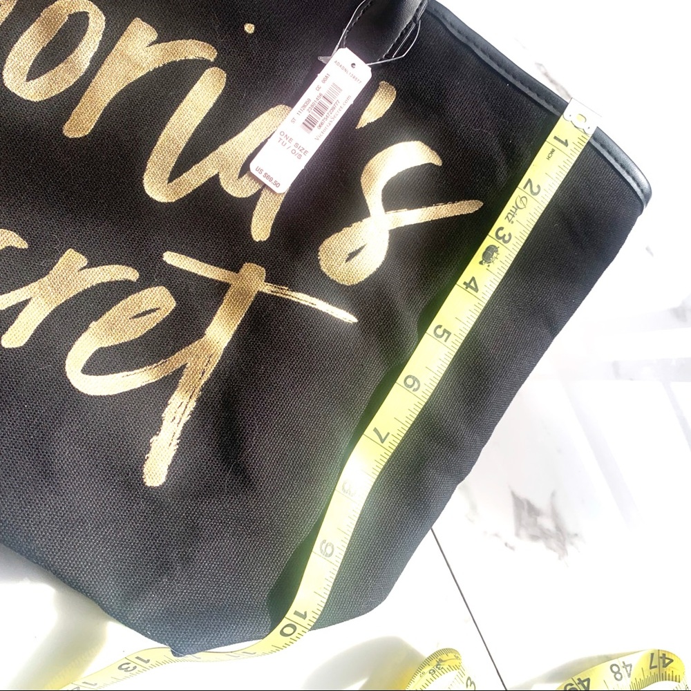 Victoria’s Secret Metallic Gold Letter Black Tote - Picture 7 of 8